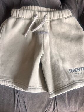 ESSENTIALS Beige Fleece Sweatpants with Drawstring KIDS